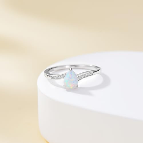 1.5ct Opals Ring for Women 925 Sterling Silver Genuine Pear Shape Opal Engagement Ring Real October Birthstone Opal Ring Promise Ring for Her4