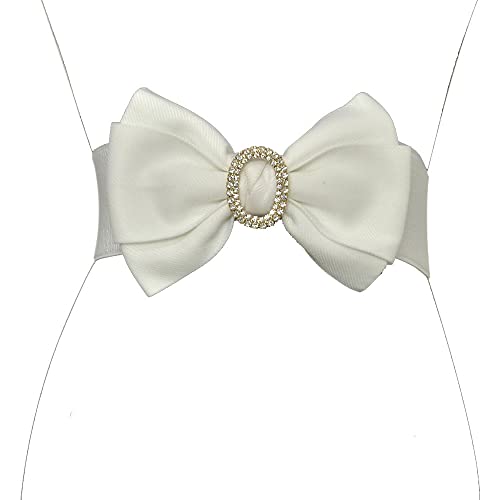 Women's Elastic Bow-Knot with Crystal Waist Belts Stretch Corset Wide for Elegant Princess Dress3