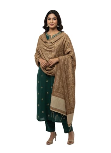 Image of KTI Women stylish multicolor embroidered woolen shawl