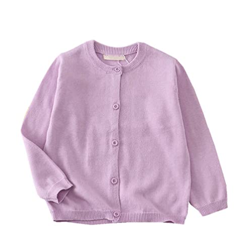LNICEAR Toddler Boys Girls Crewneck Cardigan Sweaters Long Sleeve Kids Button Cotton School Uniform Knit Tops Outwear Light Purple 18-24 Months