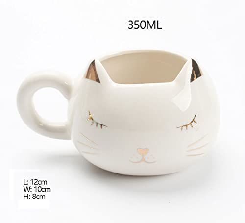 Taza Gato Blanco, 3d Taza Gatito Kawaii Simple Gracia Tazas de Cafe, para Amantes de Los Gatos Mujeres Regalos 350ml - Imagen 3