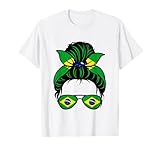 Brasil Costume Brazilian Flag Messy Bun Brazil