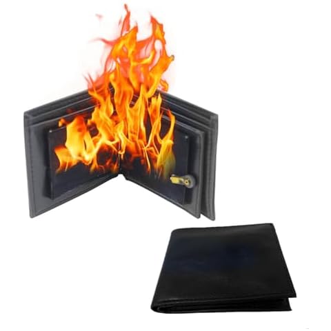 TSY TOOL Magic Trick Fire Flaming Wallet, Leather, Inconceivable Street Show Prop, Prank, Magician Wallets, Close-up Magic, Pros, Professional Cool Tricks Cover