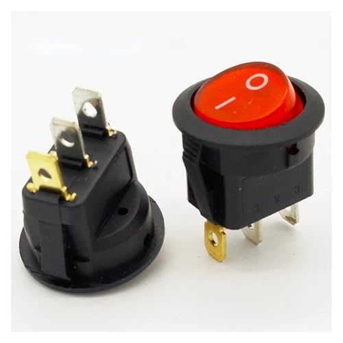 Interrupteur à bascule rond SPST rouge 6A 250V en lot de 10 pièces