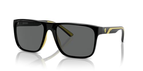 Image of Scuderia Ferrari mens Sporty Elegance With Matte Black Square Frames and Polarized Grey Lenses Square Sunglasses