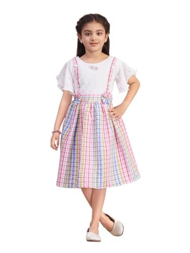 Image of Aarika Girls Green Colour Check Cotton Frock