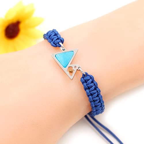 Image of Uloveido Handmade Braided Rope Bracelets with Blue Triangle Mountain Mustard Seed Charm Unisex Mountain Bracelet
