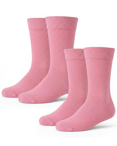 Syhood 2 Pairs Mens Dress Socks Fathers Day Combed Cotton Anti Odor Quick Dry Moisture Wicking Size 8-14 Crew Socks(Pink)