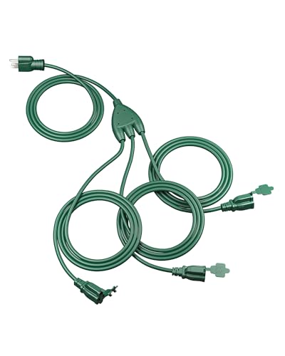 DEWENWILS 25Ft Outdoor Extension Cord Multiple Outlets, Evenly Spaced 3
