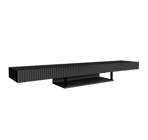 MB Muebles Bonitos | Mueble TV Colgante 150cm Color Negro Renzo | para Salón y Comedor Moderno | 1 cajón | Estructura Melamina Mate | Color Negro 150x40x22cm