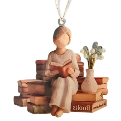Book Ornament 2D Reading Figurine Keepsake | Elegant Book Themed Christmas Decoração com design artístico, artesanato leve para mulher, amigos, família, casa, Bookshelf and Library Decor