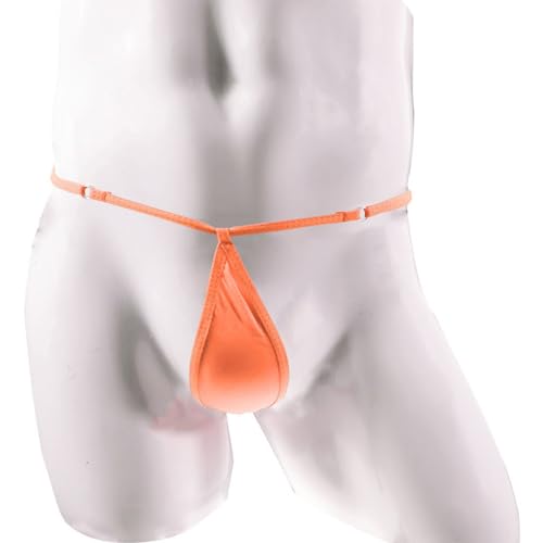 Men's Adjustable G-String Thong Underwear, Sexy Ice Silk Transparent T-Back Panties (Dark Pink,One Size)2