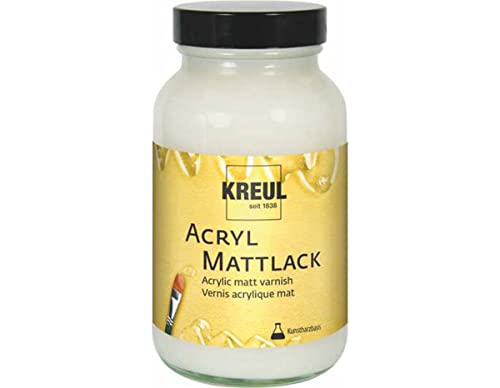 KREUL 79410 - Barniz acrílico Mate a Base de Resina sintética, 250 ml, Vidrio, Transparente Mate, Barniz Protector y de Recubrimiento para Pinturas secas, Apto para Interiores y Exteriores
