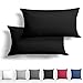 Alreya 2er-Set Mako Satin Kissenbezug 40 x 80 cm - 100% Baumwolle mit YKK Reißverschluss, Superweicher Kopfkissenbezug 40x80, Kissenhülle, Oeko-TEX® Standard Zertifiziert, Schwarz, nur Kissenbezug