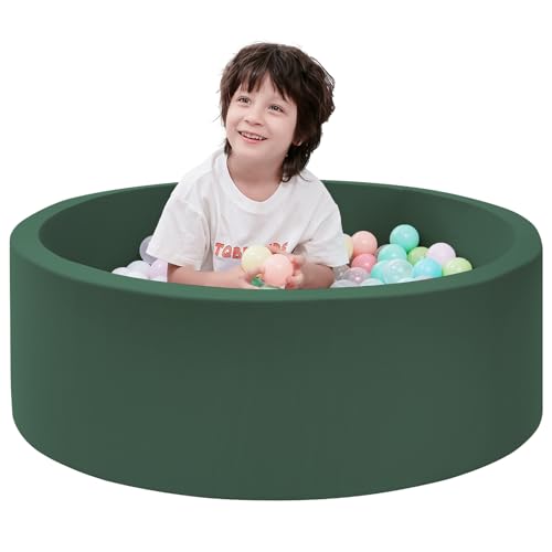 Image of SHJADE Foam Ball Pit, 35.4"x 11.8" Ball Pits for Toddlers, Soft Round Kiddie Baby Playpen Ball Pool for Kids, Ideal Gift for Babies Indoor and Outdoor Game, Green, (Balls not Included)