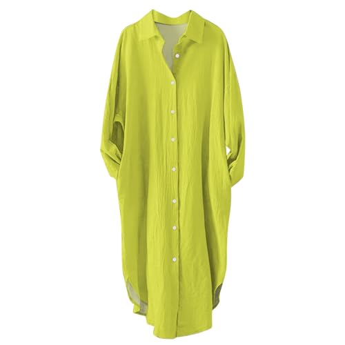 Vestidos largos para personas mayores, mangas al aire libre, suaves, casuales, vestidos de talla grande, amarillo, S