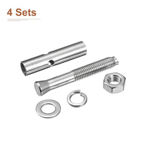 Image of DTGN M10 x 70 Expansion Bolts - 4Pack- Good for Concrete Dry Brick Block Walls - 304 Stainless Steel - Silver