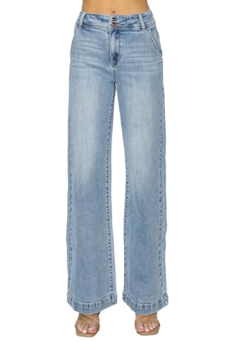 SALT TREE Risen Jeans - High Rise Double Button Wide Jeans - RDP5765