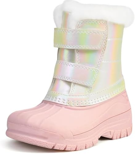festooning Kids Snow Boots Warm&Waterproof Winter Boots with Faux Fur for GIrls/Boys