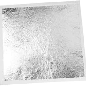 SIM GOLD LEAF Lot 20 Feuilles d'argent Pur 100%, 60 X 60 mm Feuille Libre Alimentaire Comestible Cover