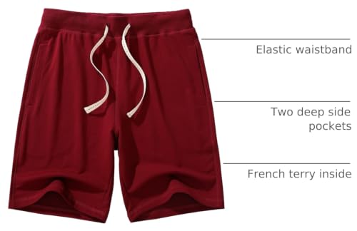 AMY COULEE Mens Casual Classic Cotton Sweat Shorts with Pockets (Wine, L) by AMY COULEE - Used condition - Image 4