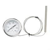 Termómetro de horno con sonda de acero inoxidable de 0 a 500 °C para calderas, hornos tostadores, parrillas y estufas de leña, cable de 1 m (tipo soporte)