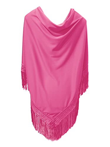 BRANDELIA Mantones de flamenca mujer lisos y grandes para el baile flamenco o sevillanas, mantoncillo de flamenca Feria de Abril o El Rocío, Liso Fucsia (160 x 85cm)