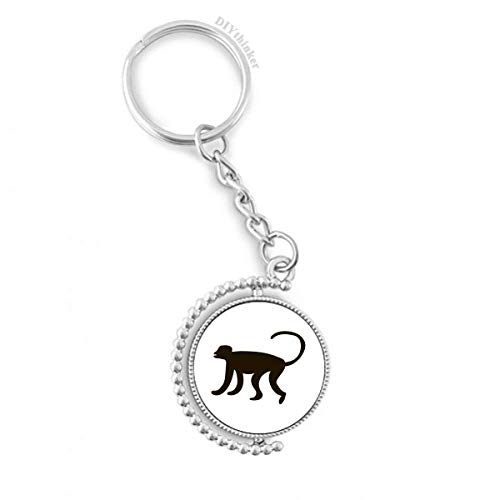 Porte-clés singe noir rotatif DIYthinker 3 x 9 cm en métal multicolore