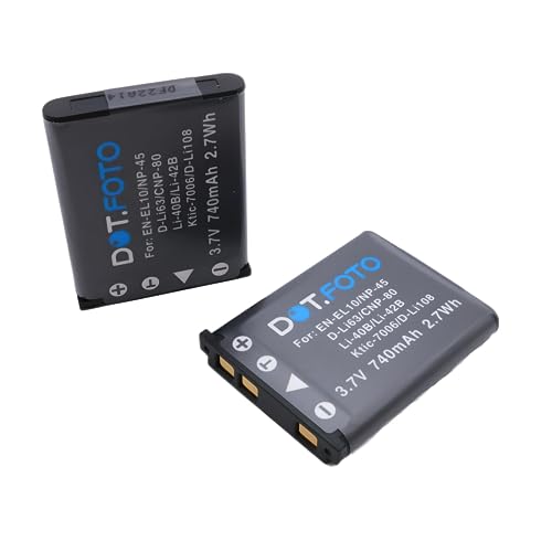 2 x Dot.Foto D-LI63, D-LI108 Premium 3.7v / 740mAh Batería Recargable para Pentax efina/Optio L30 L40 LS465 LS1000 LS1100 M30 M40 M90 M900 NB1000 RS1000 RS1500 T30 V10 V15 W30