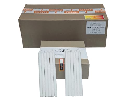 D'Light Online White Mechanical Candle Wax Refills - Small Diameter (Thin) Cartridge Candle Ideal for Church Services, Candlelight vigils and ceremoniess - (Mechanical Refills - Set of 576)