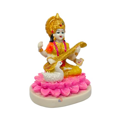 Image of Saraswati Idol - Saraswati murti for Home Decor & Office - (15 cm) (Multicolor)- Good for Wealth, Knowledge & Prosperity