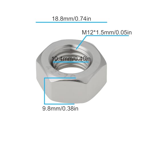 LT Easiyl 12 Stück Motorräder M12x1,5 Mm 304 Edelstahl Kurbelwellenmuttern Kompatibel mit Simson S50 S51 S70 SR50 KR51