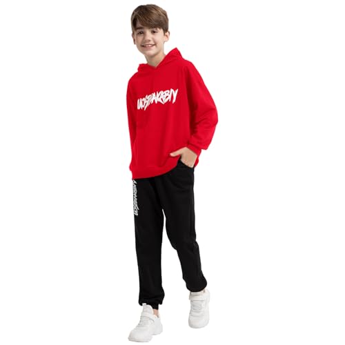 Image of amropi Boy's Tracksuit Pullover Hoodie Jogging Pants Set 2 Pieces Sweatsuit for 2-17 Years