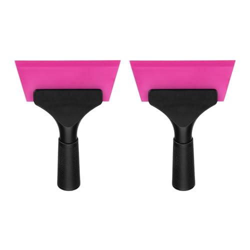 Image of uxcell 2Pcs 5 Inch Shower Squeegee for Glass Doors, All-Purpose Bath Squeegee with Handle for Bathroom Window Mirror Car Glass, Pink
