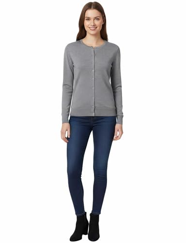 Image of Allsense Women's Long-Sleeve Crewneck Cardigan | Classic Button Down Sweater, Soft Fine Knit, Lightweight