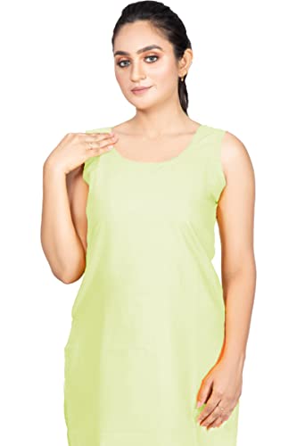 Image of Women's Cotton Long Camisole for Kurti /Suit Slip /Long Inner /Samij for Women Sameej /Knee Length Inner Wear /Sameez /Kurti Slip /Round Neck /Invisible