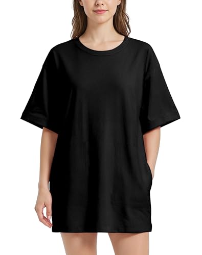 Image of VIUTIL Womens Oversized T Shirt Dress Short Sleeve Crewneck Cotton Mini Dress with Pockets 2026 Casual Summer Clothes