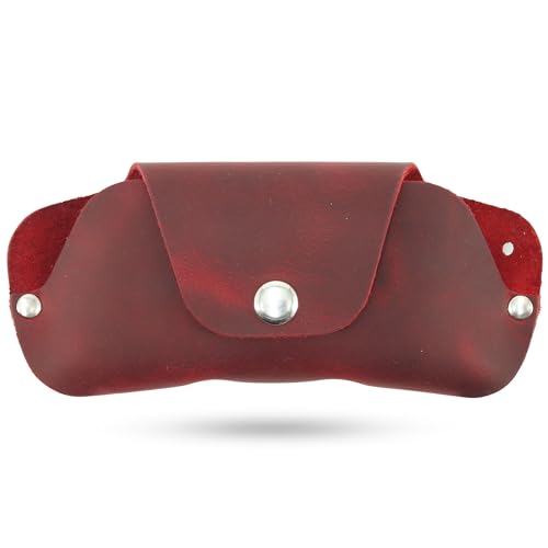 Image of Toprank Leather Eyeglass Case - Handmade Slim Sunglasses Holder, Genuine and Universal Fit for Men and Women