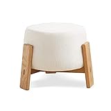 dypxg sgabello poggiapiedi rotondo ottomano,poggiapiedi moderno pouf in tessuto di lino pouf poggiapiedi,con sedile imbottito,per camera da letto e soggiorno,b