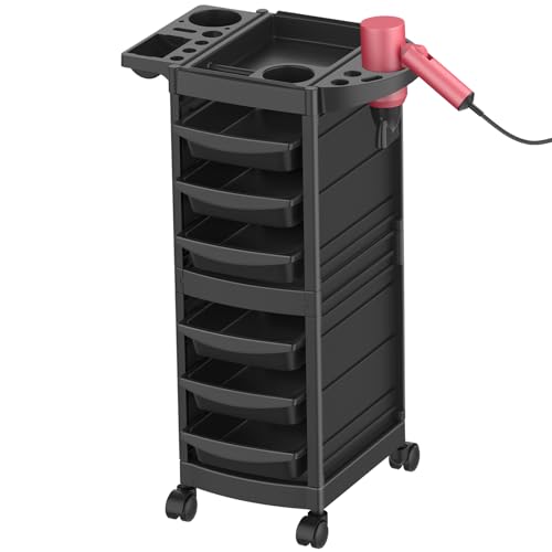 Johgee 7-Layer Salon Trolley Cart with 6 Drawers Professional Salon Rolling Cart with Wheels for Hair Stylist Portable Barber Station with Extra Storage Space for Barber Tattoo