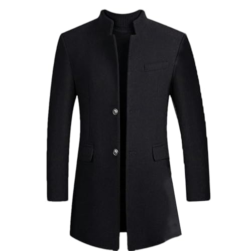 Manteau en laine homme contre le froid glacial col montant épais bleu marine
