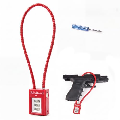 Image of RioRand 15 Inch Combination Gun Cable Lock | 3-Digit Keyless Firearm Safety Lock Compatible with Pistols, Revolvers, Rifles, Shotguns, BB Guns with Reset Screwdriver