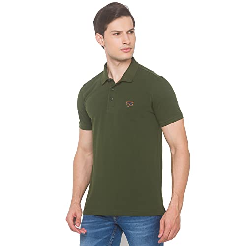 Image of Spykar Men's Embellished Slim Fit Polo T-Shirt