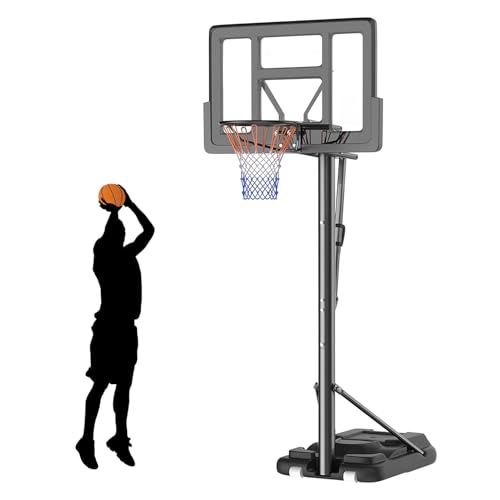 Shatterproof All Ages Basketball Hoop System Basketballs Hoops with Adjustable Pole Height for Backyard Court