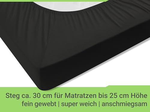 Emily´s Check Doppelpack Bettlaken Betttuch Spannbettlaken 1493.2123, 140 x 190-200 cm, Schwarz – Ansicht 5