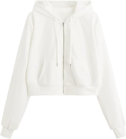 Image of Fashionable Women's Cropped Zipper Hoddie for Winter
