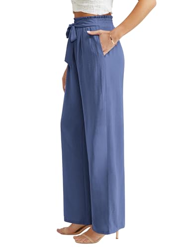 Feiersi Women Casual Wide Leg Pants High Waisted Business Work Casual Pants Loose Flowy Beach Palazzo Pants3