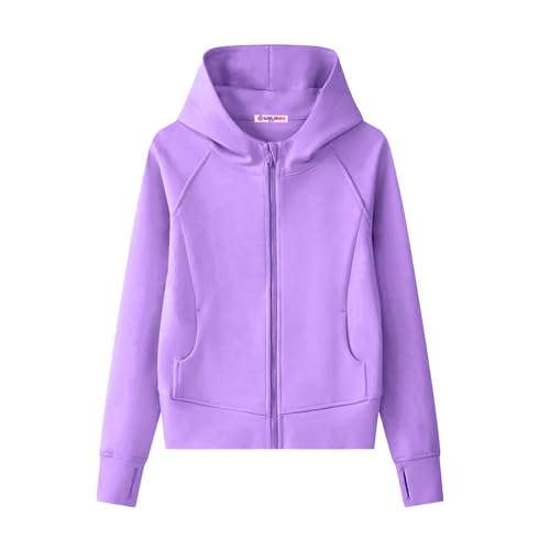 Girls' Zip-Up Hoodie Sweatshirt Kids Teens Lightweight Long Sleeve Hooded Jacket with Pockets