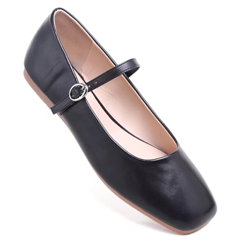 Image of LUXINYU Women's Slip on Flats,Classy Round Toe Solid Classic Mary Jane Ballet Dance Shoes Soft Comfortable PU Flat Shoes