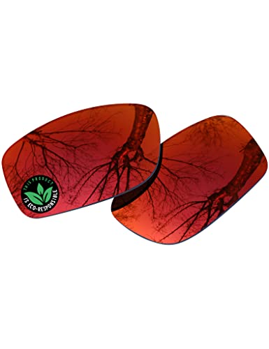 Image of Raydi Polycarbonate Replacement Lenses for Arnette Slickster AN4185 Rectangular Sunglasses - Fire Red Mirror - Polarized